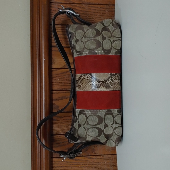 Coach Handbags - Coach Signature Jacquard Snakeskin Shoulder Bag